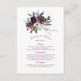 Burgundy Boho Floral Wedding Bouquet Details Begleitkarte