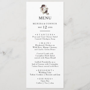 Burgundy Boho Floral Wedding Dinner Menu Menükarte