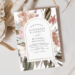 Burgundy Boho Floral Wedding Einladung