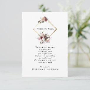 Burgundy Boho Floral Wedding Wishing Well Card Begleitkarte