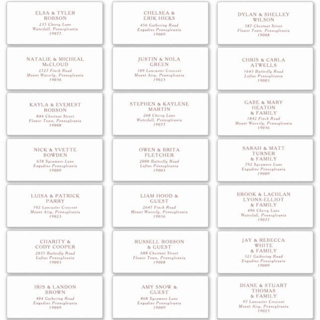 Burgundy Boho Wedding Guest Address Labels (Vorderseite)
