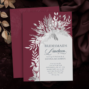 Burgundy Botanical Arch Bridesmaids Luncheon Einladung