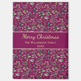 Burgundy Botanical Frohe Weihnachten Personalisier Magnet