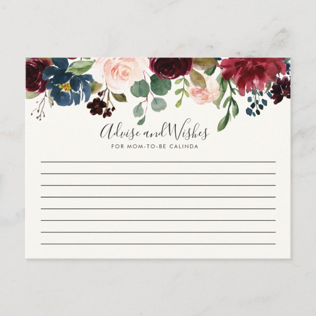 Burgundy Bouquet | Babyduschberatung Postkarte (Vorderseite)