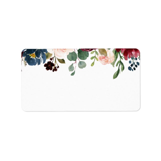 Burgundy Bouquet | Blank Adressaufkleber (Vorne)