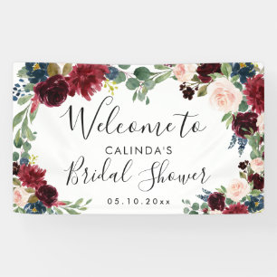 Burgundy Bouquet   Brautparty Welcome Square Banner