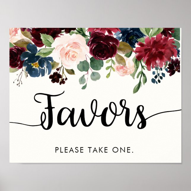 Burgundy Bouquet | GASTGESCHENKE HOCHZEITEN Poster (Vorne)