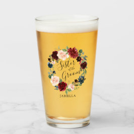 Burgundy Bouquet Kranz Schwester des Bräutigams Glas