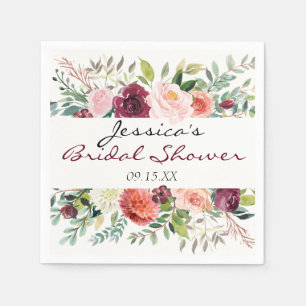 Burgundy Bouquet Personalisiert Floral Napkin Serviette
