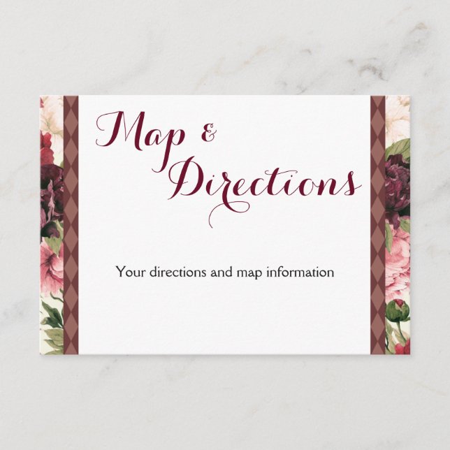 Burgundy Bouquet Wedding Information Card Begleitkarte (Vorderseite)
