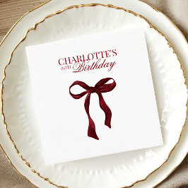 Burgundy Bow Birthday Serviette