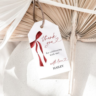 Burgundy Bow Brautparty Vielen Dank, Gefallen Tags Geschenkanhänger