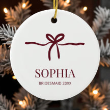 Burgundy Bow Bridesmaid Modernes Minimales Jahr