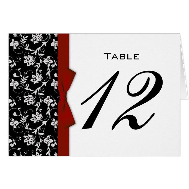 Burgundy Bow Mariage Numéro de tableau (Devant horizontal)