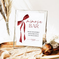 Burgundy Bow Mimosa Bar Brautparty Sign