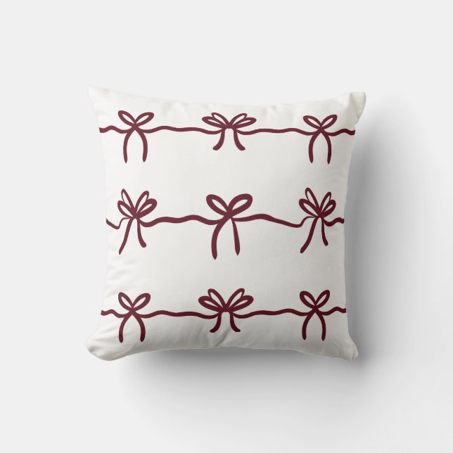 Burgundy Bow Modern Minimal Einfach Weißes Elegant Kissen (Vorderseite)
