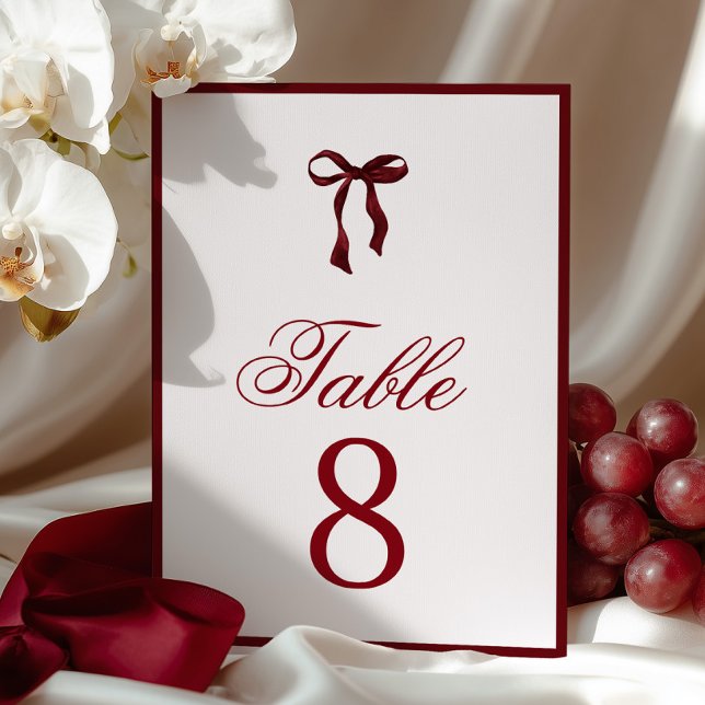 Burgundy Bow Table Number Tischnummer (Von Creator hochgeladen)