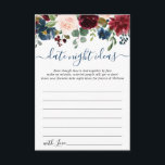 Burgundy Brautparty Date Night Ideale Anleitung Ka Hinweiskarte<br><div class="desc">Burgundy Navy Blush Blues Brautparty Datum Night Idea Advice Card.</div>
