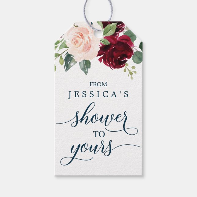 Burgundy Bridal von ihrer Dusche zu deiner Geschenkanhänger (Vorderseite)