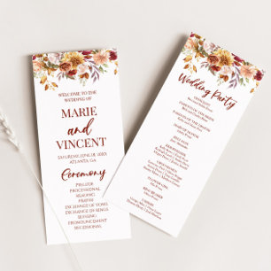 Burgundy Brown Beige Blume Hochzeit der Flora Programm