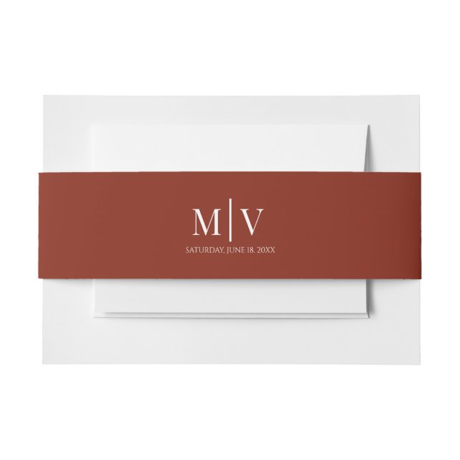 Burgundy Brown Boho Wedding Einladungsbanderole (Vorderseite Beispiel)