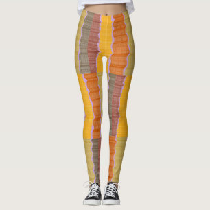 Burgundy Brown Yellow Orange Lilac Wavy Streifen Leggings