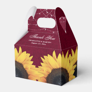 Burgundy Burlap Sonnenblume Hochzeit Vielen Dank Geschenkschachtel