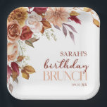 Burgundy Burnt Orange Floral Geburtstag Brunch Pappteller<br><div class="desc">Das sind Burgundy Burnt Orange Blume Birthday Brunch Papier Teller!</div>