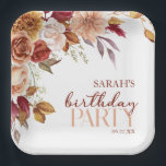 Burgundy Burnt Orange Floral Geburtstagsparty Pappteller<br><div class="desc">Das sind Burgundy Burnt Orange Blume Geburtstagsparty Papier Teller!</div>