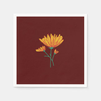 Burgundy Calendula Napkins Serviette
