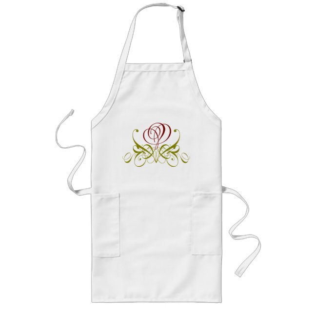 Burgundy Calligrafy Rose Erwachsene Schürze (Vorne)