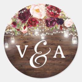 Burgundy Chaîne Lights Monogram Sticker Mariage