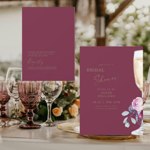 Burgundy Champagne Herbst Brautparty Einladung