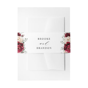 Burgundy Champagne Ivory Mauve Rose Floral Wedding Einladungsbanderole