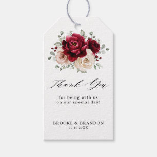 Burgundy Champagne Ivory Mauve Rose Floral Wedding Geschenkanhänger