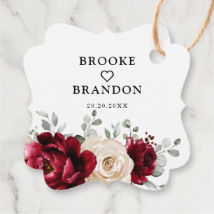Burgundy Champagne Ivory Mauve Rose Floral Wedding Geschenkanhänger