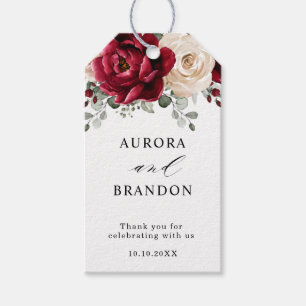 Burgundy Champagne Ivory Mauve Rose Floral Wedding Geschenkanhänger
