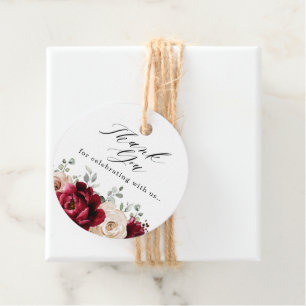 Burgundy Champagne Ivory Mauve Rose Floral Wedding Geschenkanhänger