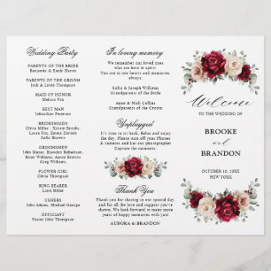 Burgundy Champagne Ivory Mauve Wedding Programm
