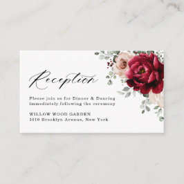 Burgundy Champagne Ivory Mauve Wedding Reception Begleitkarte