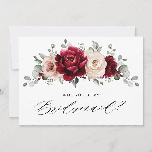 Burgundy Champagne Ivory Werden Sie meine Bridesma Einladung (Vorderseite)