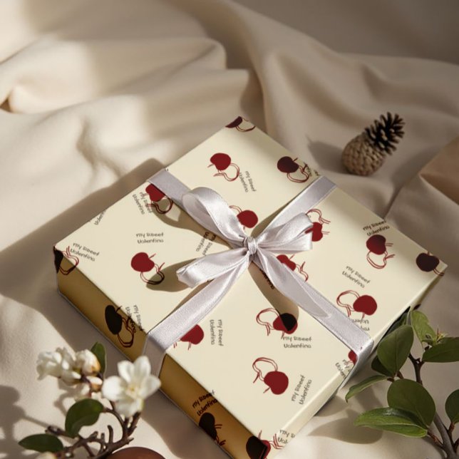 Burgundy Cherries & Sweet Script – Valentine Geschenkpapier (Von Creator hochgeladen)
