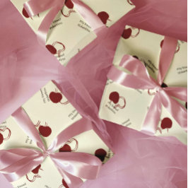 Burgundy Cherries & Sweet Script – Valentine Geschenkpapier Set