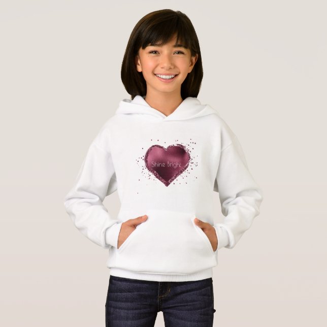 Burgundy Cherry Gold Ombre Glitzer Sparkle Hoodie (Vorne ganz)