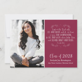 Burgundy Christlich Bible Verse Abschluss Foto Einladung