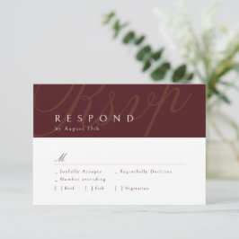 Burgundy Classic Elegance Calligraphy Wedding RSVP Karte