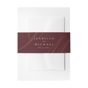 Burgundy Classic Elegance Monogram Wedding Einladungsbanderole