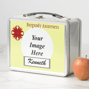 Burgundy Clover Ribbon von Kenneth Yoncich Metall Lunch Box