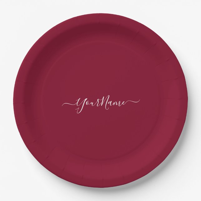 burgundy color-elegant script  pappteller (Vorderseite)
