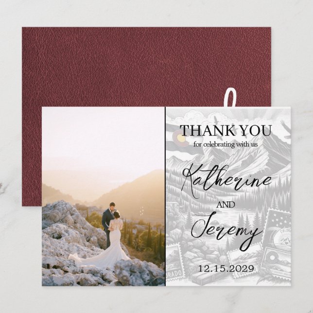 Burgundy Colorado Passport Danke Karte (Vorne/Hinten)